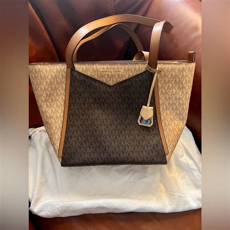 michael kors signature whitney medium tote|whitney large leather tote bag.